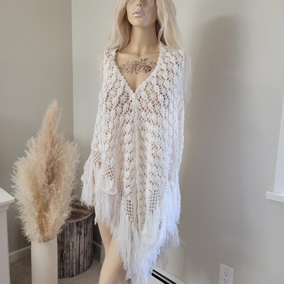 Vintage 70s crochet shawl hippy boho - Picture 6 of 6